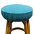 Restored MCM Single Stand Arched Rattan Bar Stool W/ Blue Seat, 8 Available For Sale - Image 4 of 5