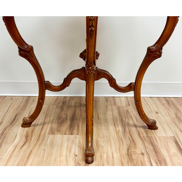 Antique Round French Louis XV Style Carved Wood Center Table For Sale - Image 10 of 13