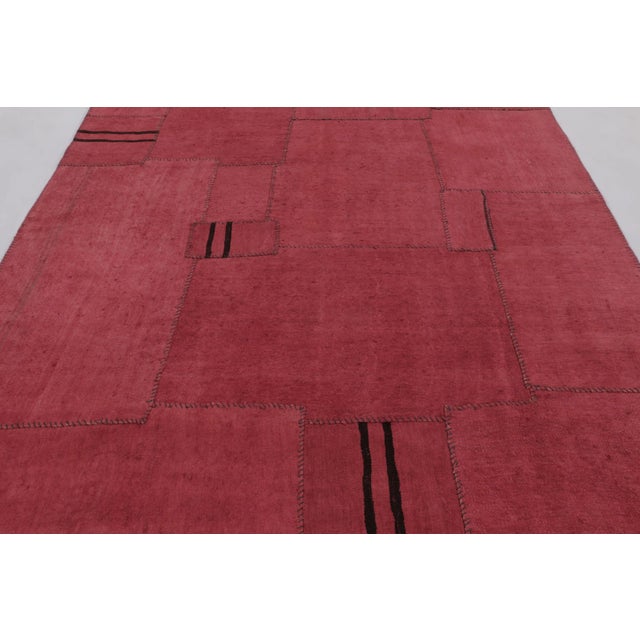 Rug & Kilim Vintage Turkish Rug With Patchwork Panels in Red and Pink Tones - Rug & Kilim For Sale - Image 4 of 10