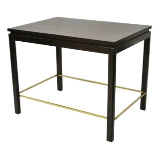 Edward Wormley for Dunbar Mahogany Mid Century Modern Brass Stretcher Side Table For Sale