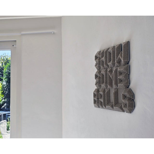 “Showsomeballs” Wall Mounted Heavy Metal Sculpture. For Sale - Image 17 of 18