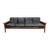 1960s Rosewood and Black Leather Sofa Attributed to Hans Olson For Sale