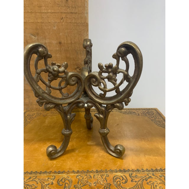 Shabby Chic Vintage Brass Tripod Stand For Sale - Image 3 of 6