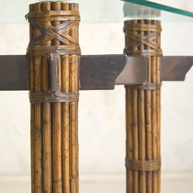 Italian Bamboo + Iron Console Table, 1970s For Sale - Image 11 of 13
