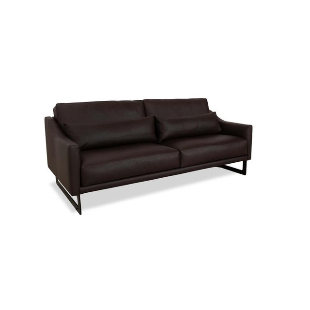 Modern Violetta Malin Leather Three-Seater Dark Brown Sofa Couch For Sale - Image 3 of 9