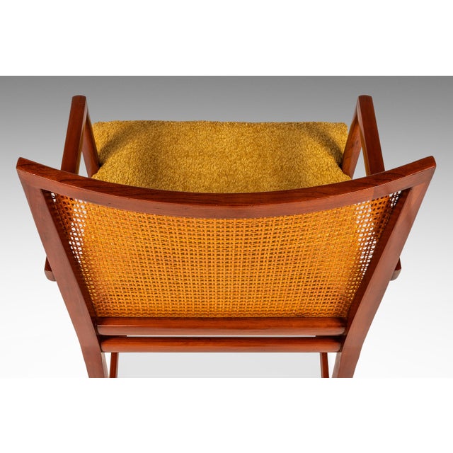 Rare Pair of Mid-Century Modern Cane-Backed Armchairs in Walnut & Bouclé Attributed to Michael Taylor for Baker (New World Collection), Usa, C. 1960s For Sale - Image 9 of 18