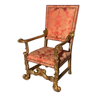 18th C Style Hendrix Allardyce Braga Spanish Colonial Giltwood Throne Chair For Sale