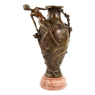 Art Nouveau Brown Patinated Bronze Vase For Sale