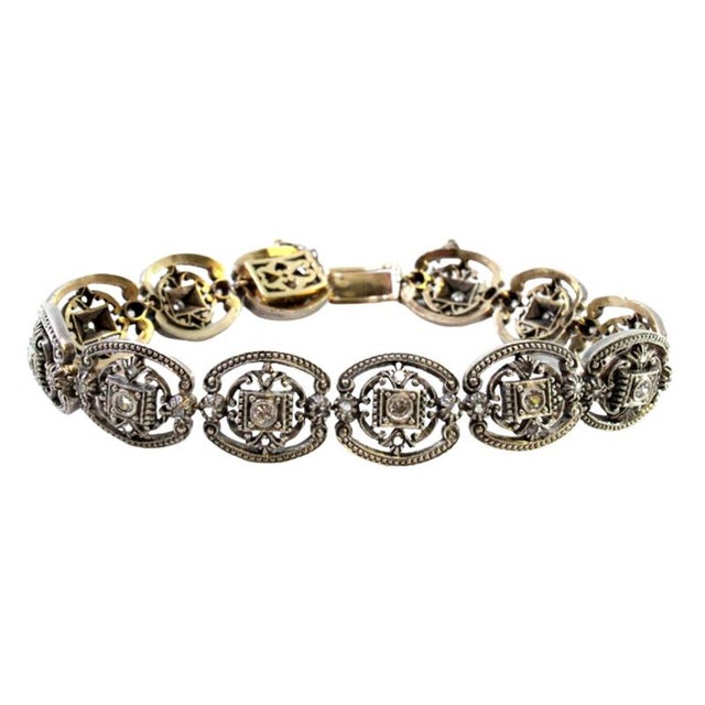 Art Deco 19.2K Gold Bracelet with Diamond Paddle For Sale - Image 10 of 10