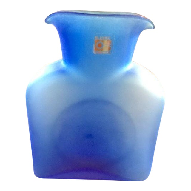 Blenko Water Pitcher Frosted Blue For Sale