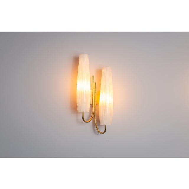 Gold Double Shades Sconces with Brass Details, 1960s, Set of 2 For Sale - Image 8 of 16