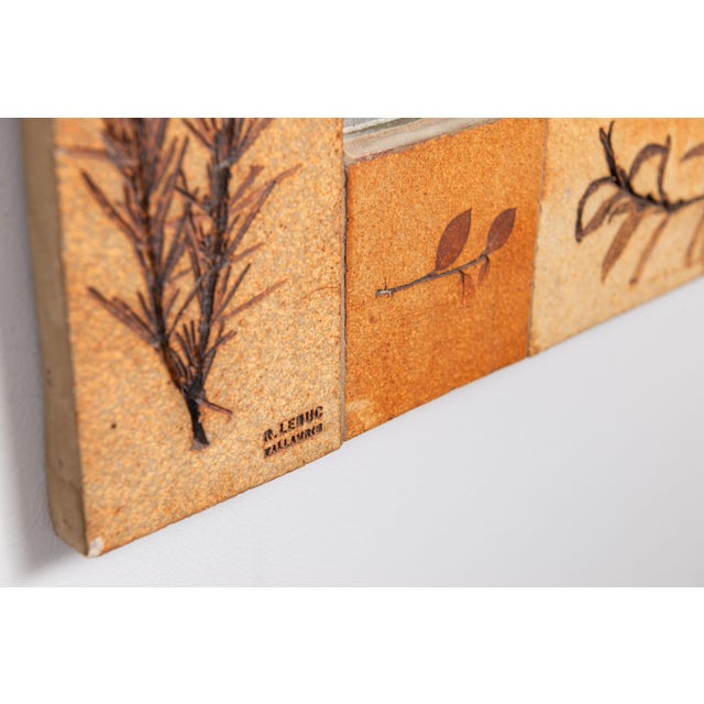 Glass Vintage Botanical Ceramic Mirror by Raymonde Leduc for Vallauris, France, 1960s For Sale - Image 7 of 9