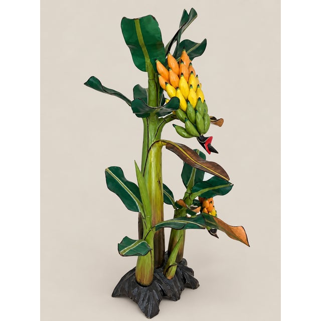 Green Hand-Painted Italian Tropical Banana Tree Sculpture For Sale - Image 8 of 9