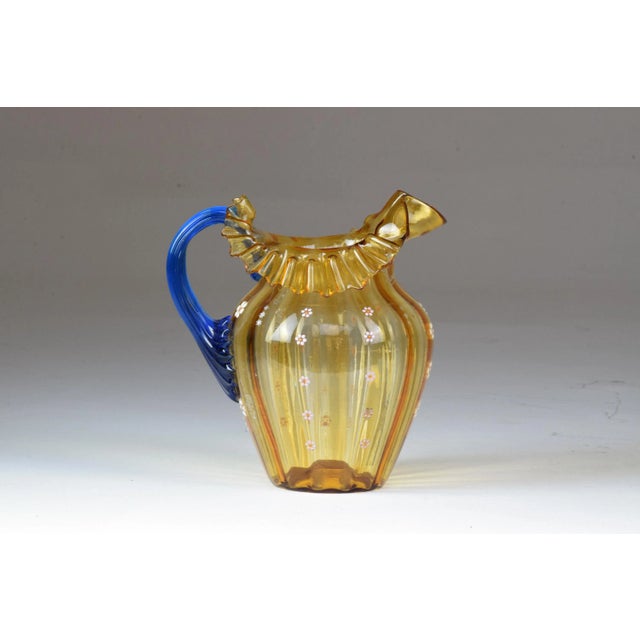 Italian Murano Liberty-Style Blue and Yellow Glass Pitcher, 20th Century For Sale - Image 12 of 12