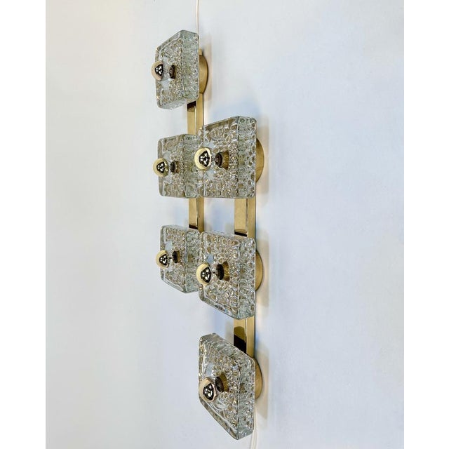 Brutalist Square Murano Glass and Brass Wall Art Sconces by Egon Hillebrand, Germany 1960s, Set of 2 For Sale - Image 4 of 18