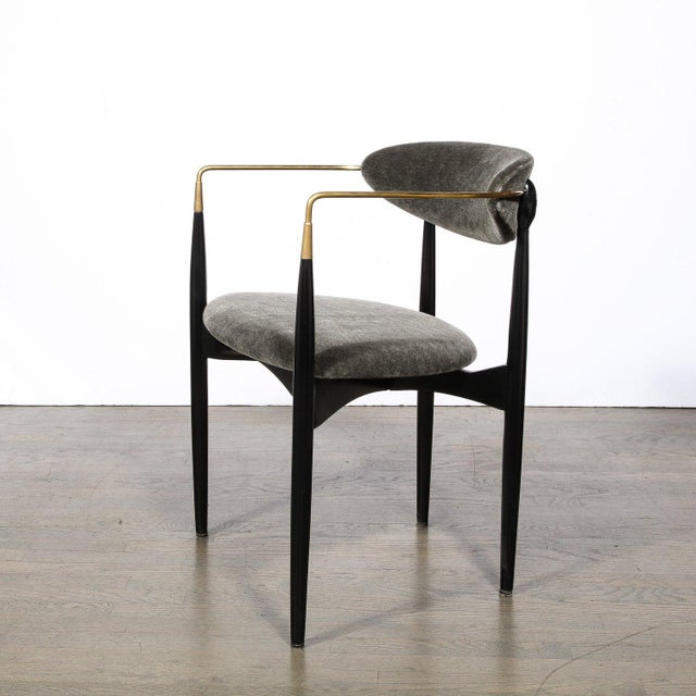 Mid-Century Modernist Chair in Walnut With Brass Arms by Kofod-Larsen For Sale In New York - Image 6 of 11