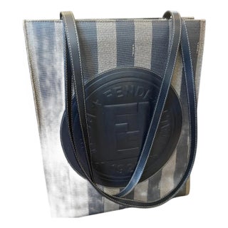 1990s Black PVC Pequin Striped Pattern Shoulder Bag by Fendi Rome For Sale