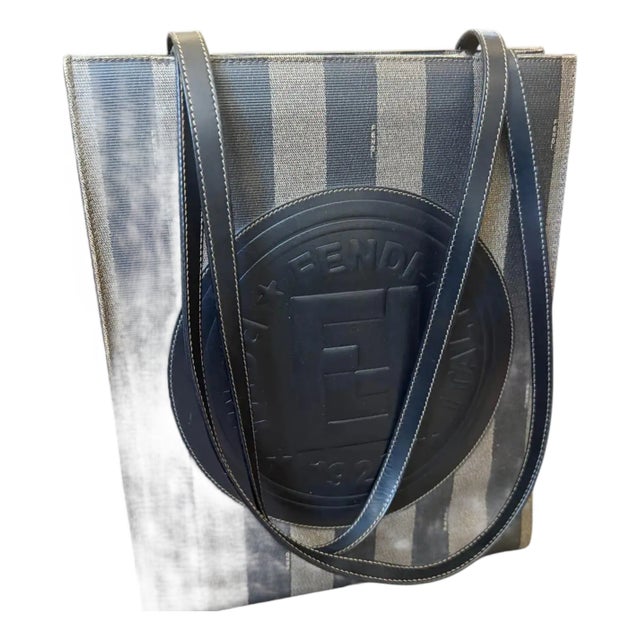 1990s Black PVC Pequin Striped Pattern Shoulder Bag by Fendi Rome For Sale