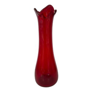 1960s Viking MCM Ruby Red Viking Epic Glass Swung Vase 14-1/2”