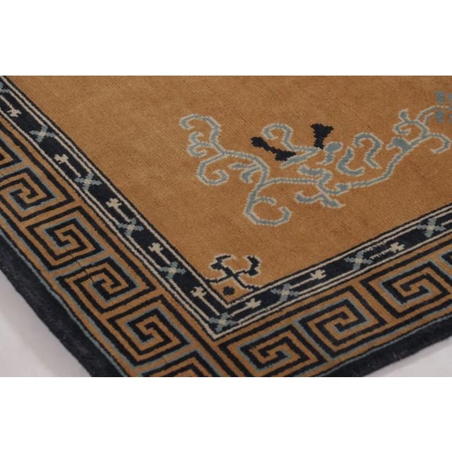 Textile Rug & Kilim’s Chinese Art Deco Inspired Rug, Brown With Greek Key Border For Sale - Image 7 of 9