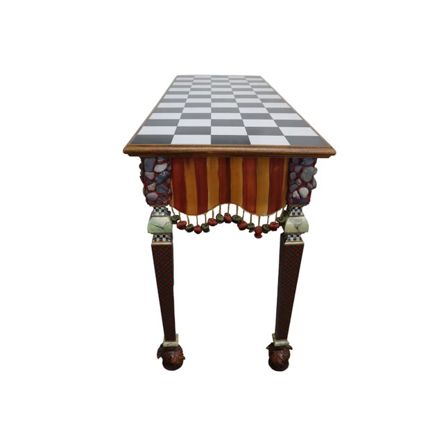 Wood Hand Painted MacKenzie-Childs Rock Collection Courtly Check Accent Table For Sale - Image 7 of 14