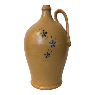 Vintage Billy Ray Hussey for Owens Pottery 16” Decorated Stoneware Jug, Seagrove Nc For Sale