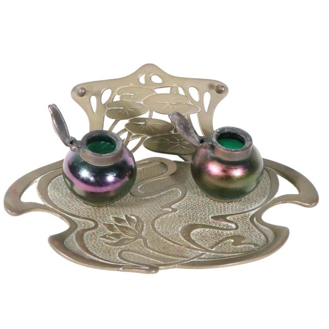 Art Nouveau Vienesse Geschutzt Ink Well C 1900's For Sale - Image 9 of 17