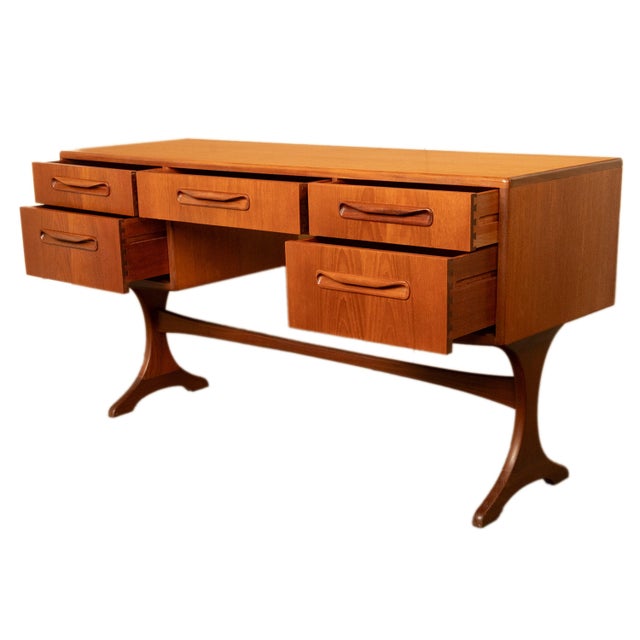 Brown Original Mid Century Modern Danish Style Teak G Plan Furniture "Fresco" Desk Vanity by v. B. Wilkins, 1966 For Sale - Image 8 of 16