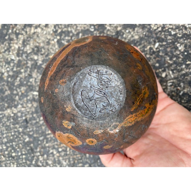 Vintage J. Berndt Small Artist Signed Raku Pot For Sale - Image 9 of 11