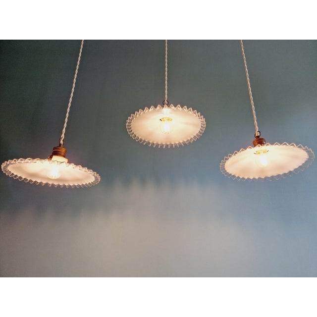 Copper Suspension Light in White White Opaline, 1930s For Sale - Image 8 of 17