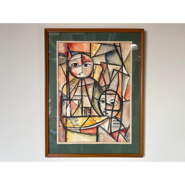 1960's L. F. De Lucas Mid-Century Modern Cubist Watercolor Painting For Sale - Image 12 of 12