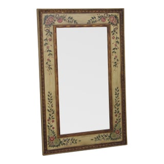 Decorative Venetian Hand Painted Gilt Frame Floral Wall Mirror For Sale