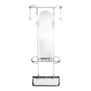 Art Deco Curvilinear Coat/Umbrella Rack With Arched Mirror in Polished Chrome For Sale