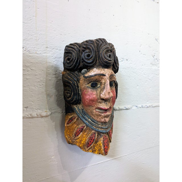 1940s-1960s Handcrafted Mexican Barbones Dance Mask For Sale - Image 4 of 7
