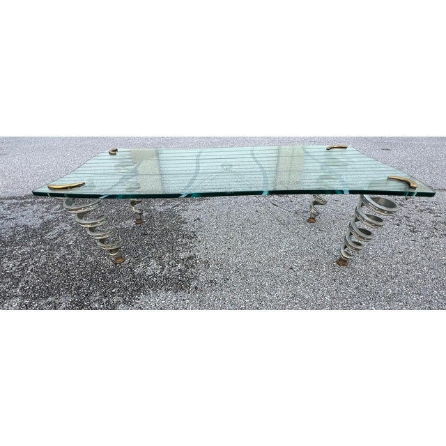 Metal Stylish Spiral Metal Legs Coffee Table For Sale - Image 7 of 12