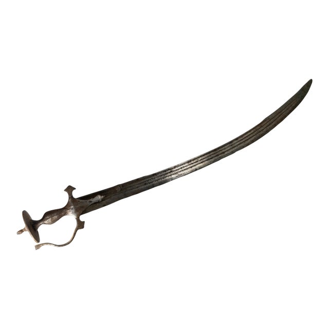 19th Century Indian Steel Tulwar Sword With Wootz Type Blade For Sale