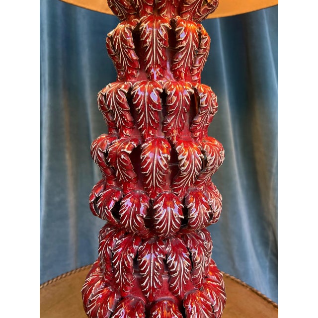 Red Spanish 1950s Red Ceramic Table Lamp For Sale - Image 8 of 12