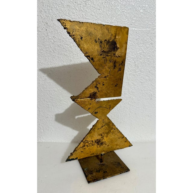 Metal Mexican Art Abstract Brutalist Gilt Steel Geometric Sculpture Mathias Goeritz For Sale - Image 7 of 14