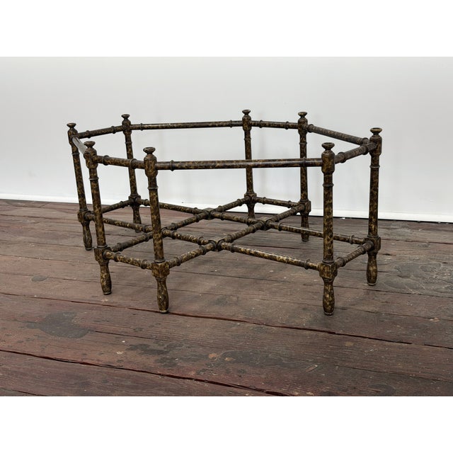 Faux Bamboo Tortoise Shell, Brass and Glass Coffee Table, Baker For Sale In New York - Image 6 of 14