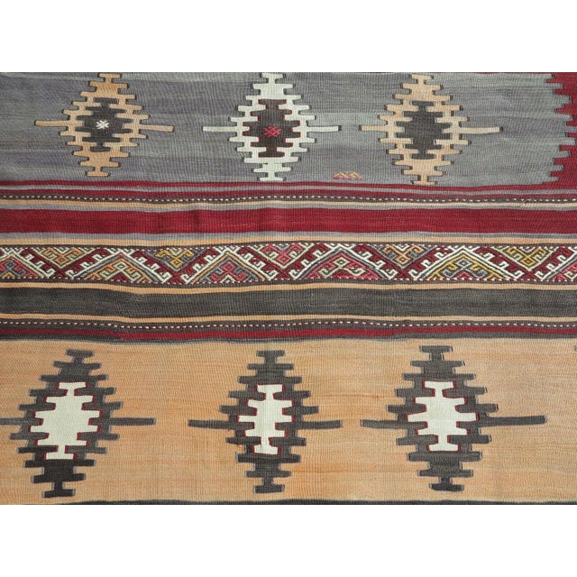 Mid 20th Century Vintage Turkish Sivas Ethnic Kilim Rug- 6′3″ × 11′6″ For Sale - Image 5 of 13