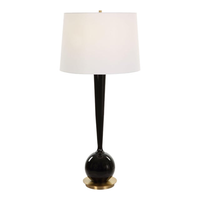 Brielle Polished Black Table Lamp For Sale
