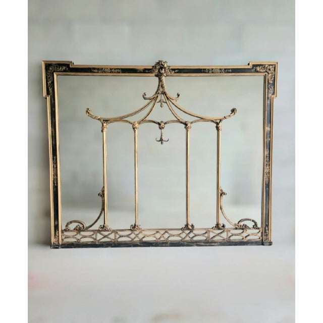 Chinoiserie Monumental Antique French Mahogany Black Gilt Gold Pagoda Early 20th Century Mantel Wall Mirror For Sale - Image 3 of 17