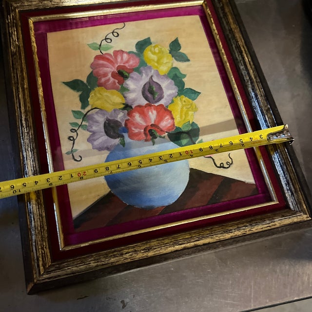 1970s Framed Floral Arrangement in Vase Painting For Sale - Image 9 of 10