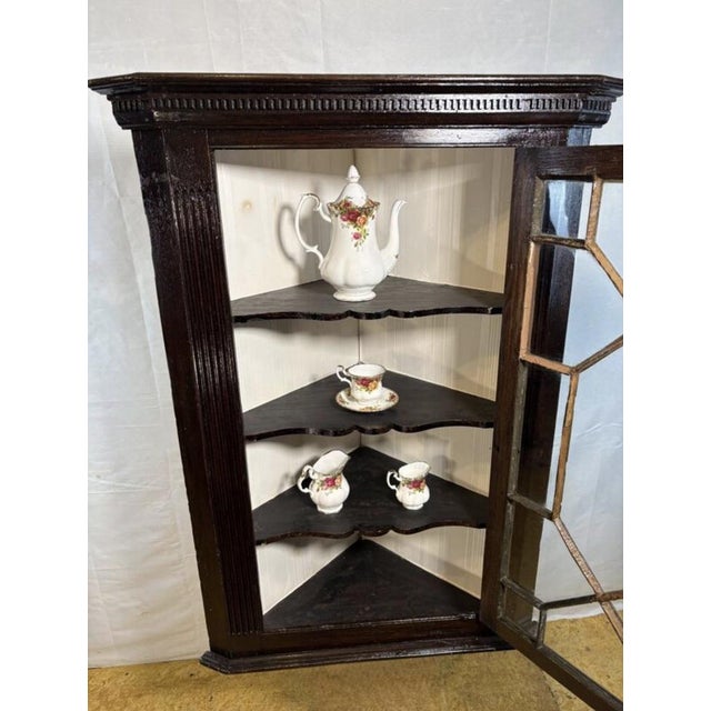 Brown Antique Georgian Hanging Corner Cabinet, 1830s For Sale - Image 8 of 11