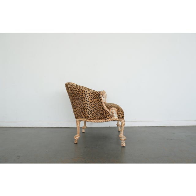Napoleon III Style Rope-Carved Leopard Print Accent Chair For Sale - Image 4 of 14