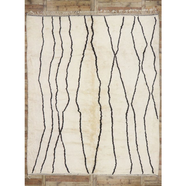 Beige Large Neutral Authentic Moroccan Rug - 11'00 X 13'02 For Sale - Image 8 of 9