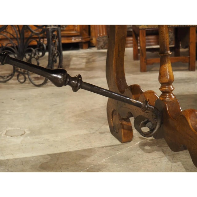 Large Spanish Walnut Dining Table With Wide Open Lyre Legs, Circa 1900 For Sale - Image 18 of 18