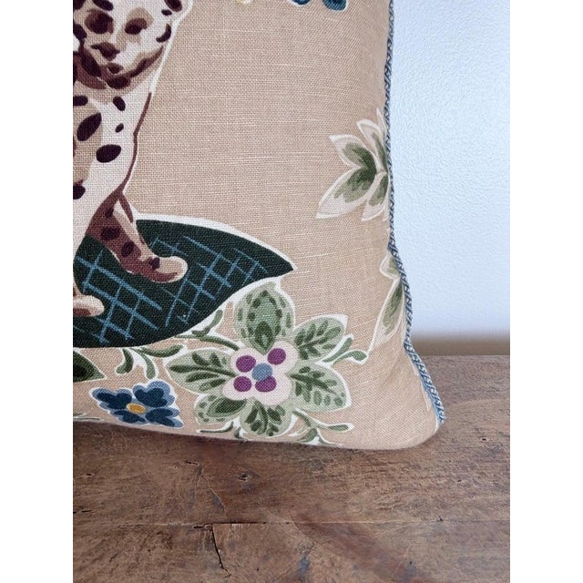 Designer Linen Throw Pillow in Exotic “Braganza” Jungle Print With Leopard Motif For Sale - Image 12 of 12