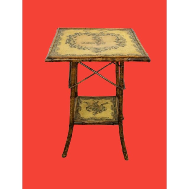 19th Century English Chinoiserie Accent Table Featuring Tortoiseshell With Decorated Surfaces. For Sale In Miami - Image 6 of 8