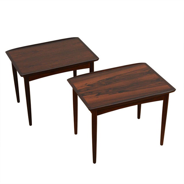 Pair Of Danish Rosewood Raised Edge Accent Side Tables Chairish